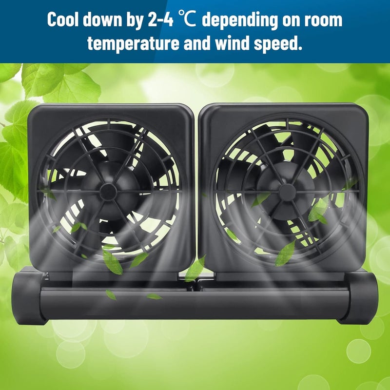 Liveek Aquarium Fan 2 3 4 Heads, Aquarium Chillers Cooling Fan Adjustable Fish Tank Cooling Fan with 2 Wind Speed Fan for Water Tank, Aquarium Tank Chiller (2 Head) - Image 4